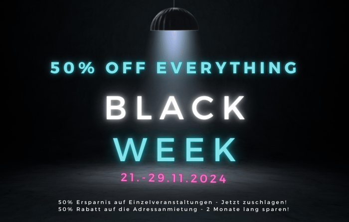 Black Week sparen Sie bi zu 50% Einzelveranstaltungen und Adressanmietung